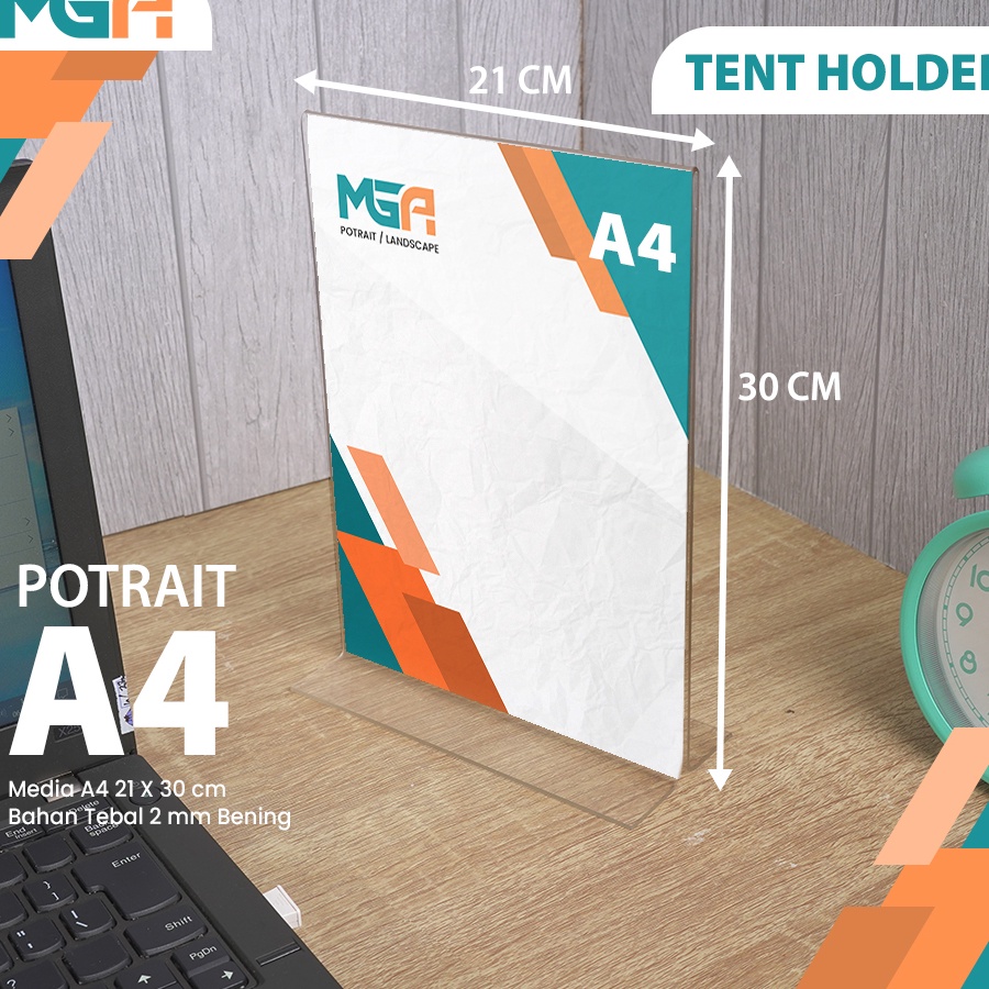 

BPWG5826 Terlaris TEMPAT BROSUR STAND 2MM / TENT HOLDER / TENT CARD AKRILIK UKURAN A4 PORTRAIT 2 SISI