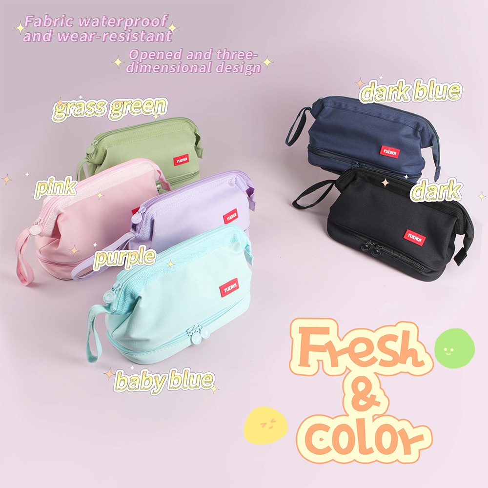 

Seamiart Double Layer Macaron Cute Pencil Case Large Capacity Multifunctional Pen Bag Tas Pensil