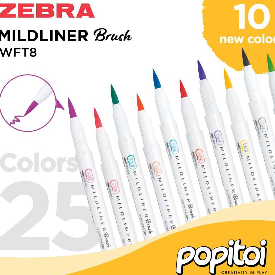 

GJBG8155 5.5 COD ZEBRA Mildliner BRUSH Pen Marker Double Ended Highlighter pastel