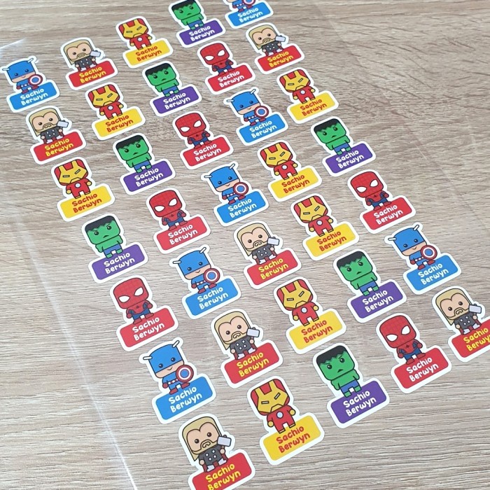 

Stiker Nama Anak Laki / Label Nama Anak Anti Air Waterproof Superhero