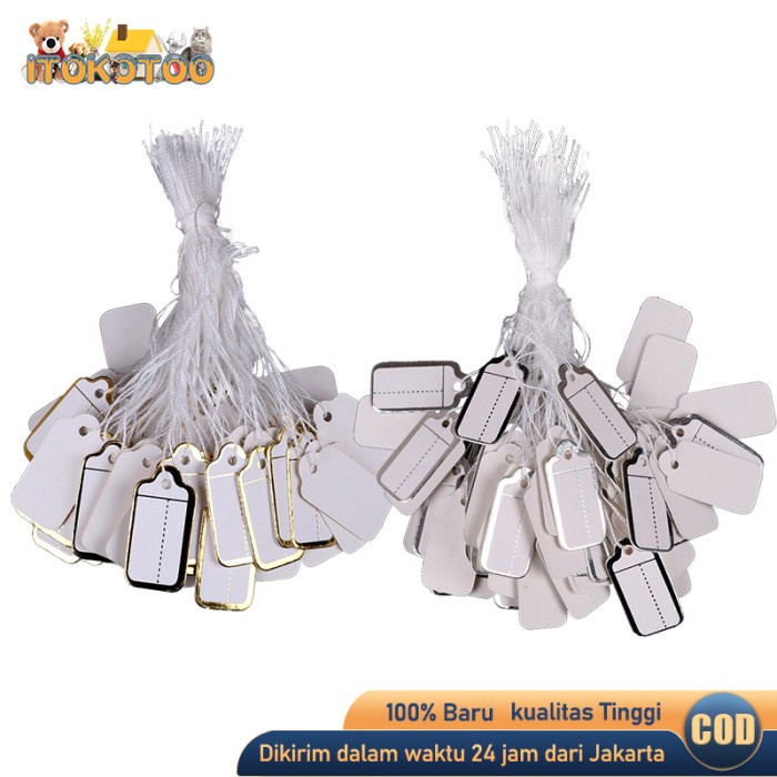 

500Pcs Label Harga Baju Gold/Silver Price Tags With String