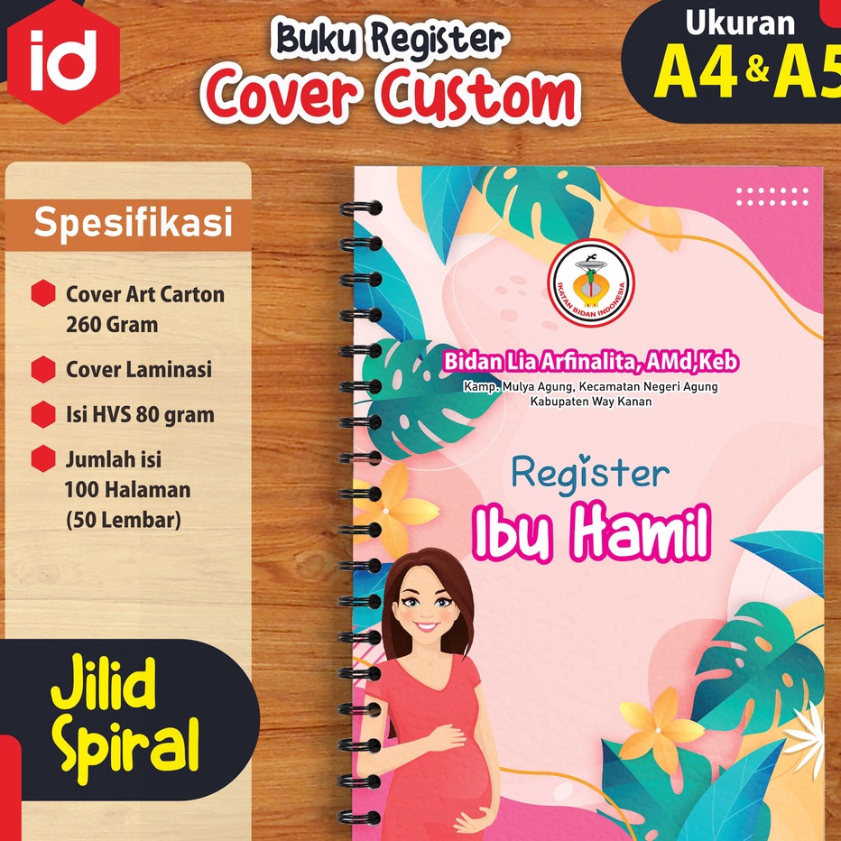 

PMBL8320 (COD )NEW_PRODUCT BUKU A5 REGISTER KEBIDANAN || CATATAN HARIAN KEBIDANAN || Custom Design Cover