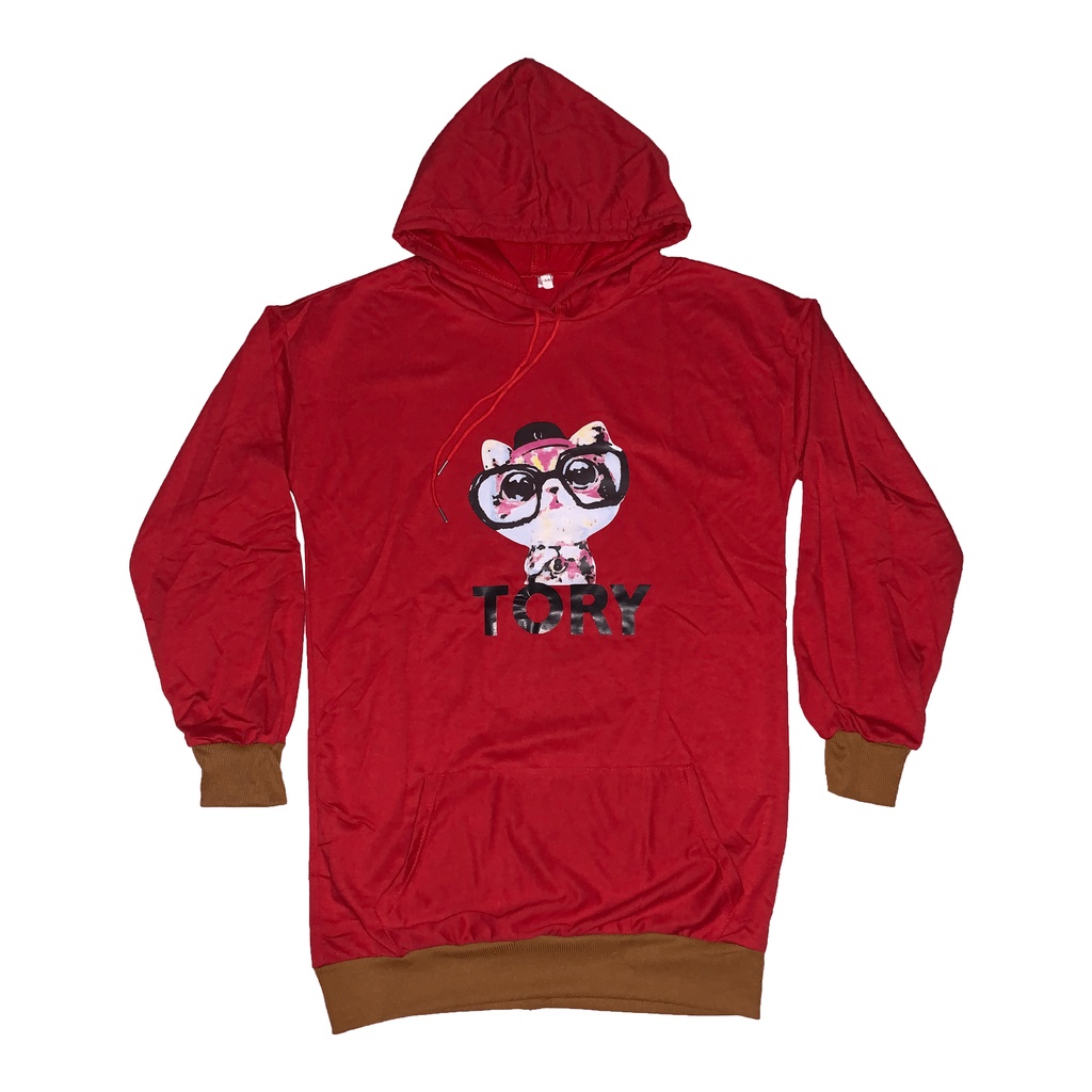 Hoodie wanita kucing merah