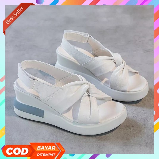 Sandal Wedges Terbaru 2023 Wanita Tinggi Selop Model Baru Jalan2 Aesthetic Mewah Slop Distro Simpel 