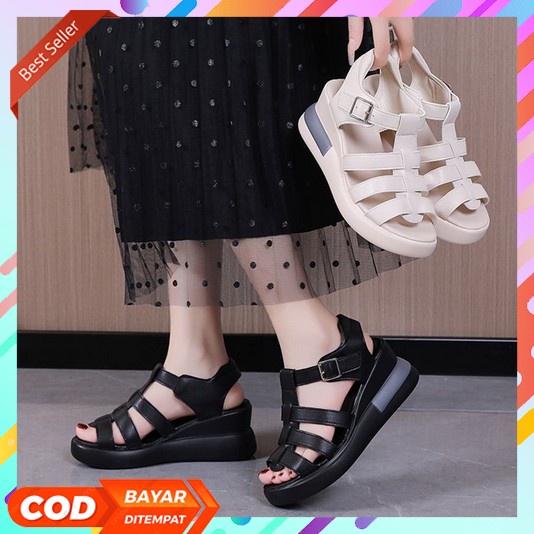 Sandal Wedges Terbaru 2023 Wanita Tinggi Hak 3 Cm Hakpen Hiles Wakita Wedes Korean Style Untuk Wedje