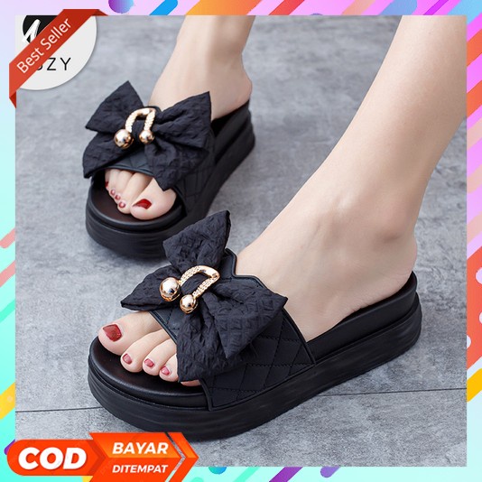 Sandal Wedges Terbaru 2023 Wanita Tinggi Sendal Kondangan Karet Sepatu Sandal Remaja Simple Wejes Ib