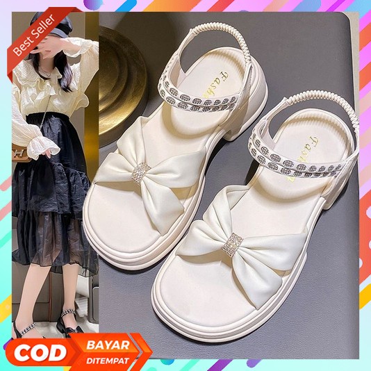 Sandal Wedges Terbaru 2023 Wanita Tinggi Sendal Kondangan Karet Sepatu Sandal Remaja Simple Wejes Ib