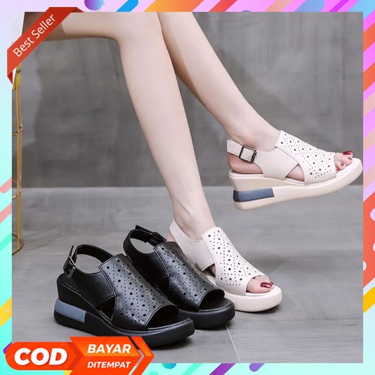 Sandal Wedges Terbaru 2023 Wanita Tinggi Hak 3 Cm Hakpen Hiles Wakita Wedes Korean Style Untuk Wedje