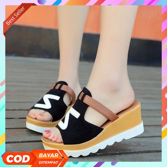 Sandal Wedges Terbaru 2023 Wanita Tinggi Hak 3 Cm Hakpen Hiles Wakita Wedes Korean Style Untuk Wedje