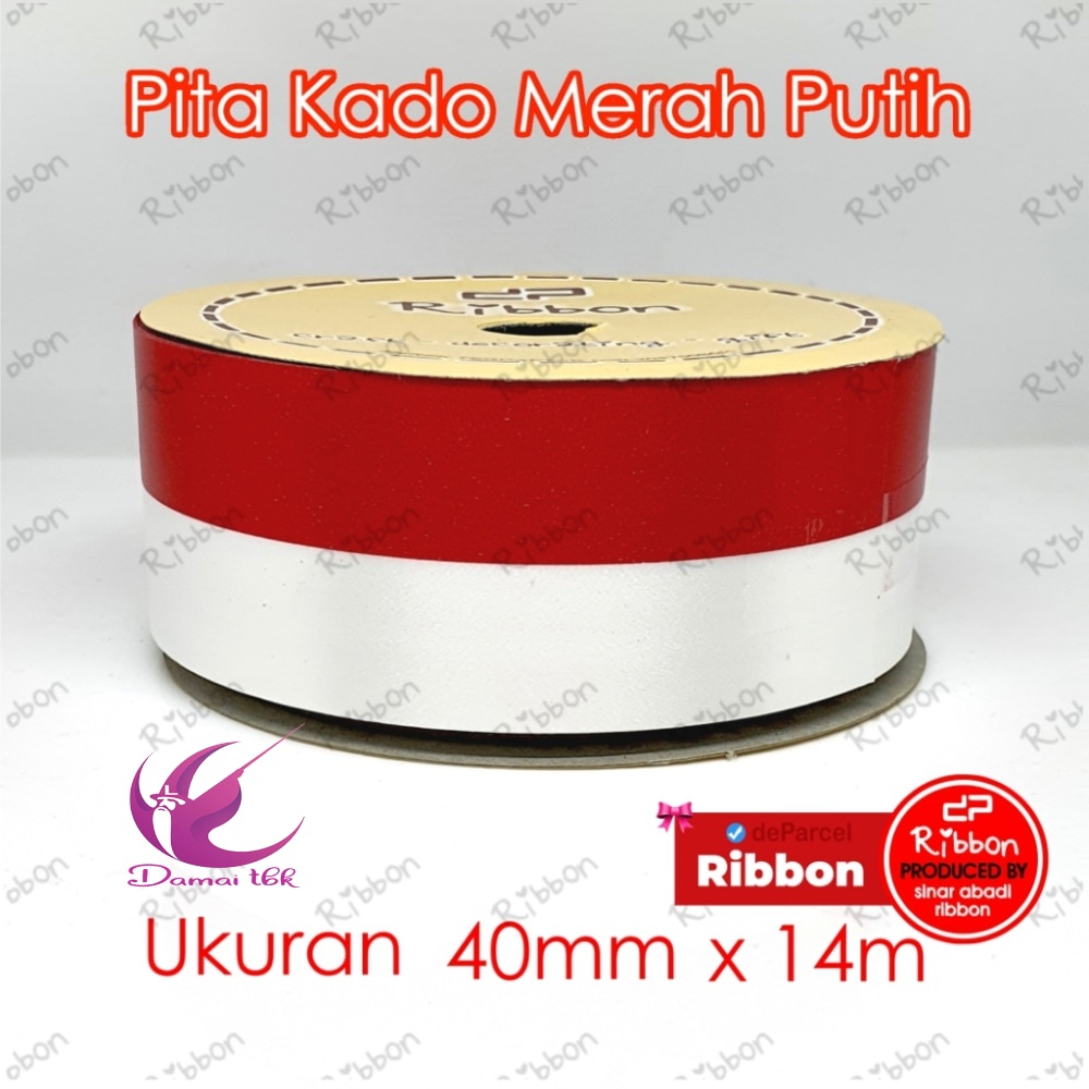 

Pita Kado MERAH - PUTIH 40mm x 14m