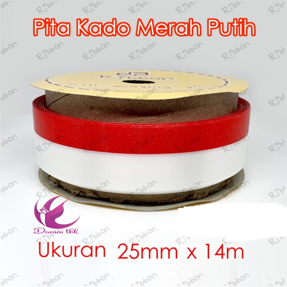 

Pita Kado MERAH - PUTIH 25mm x 14m
