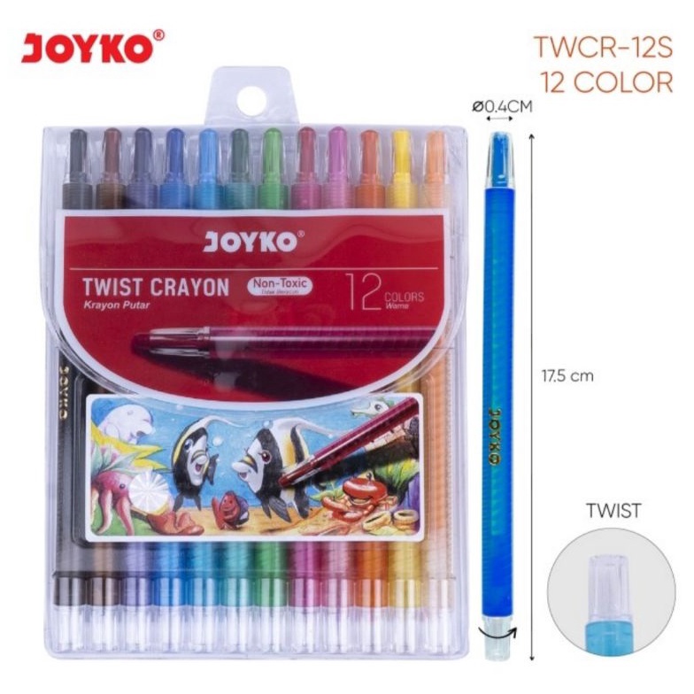 

Ready stock.. Crayon Putar Panjang 12 Warna Joyko TWCR-12S Twist Crayon RKW