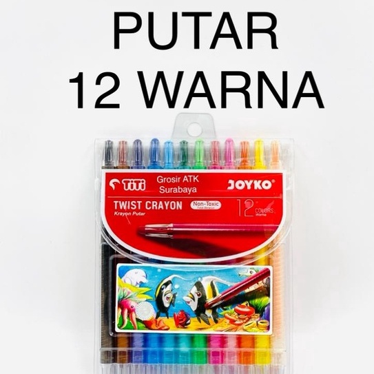 

COD Crayon / Krayon / Oil Pastel Putar TITI Joyko Putar 12 Warna Panjang dpb8d