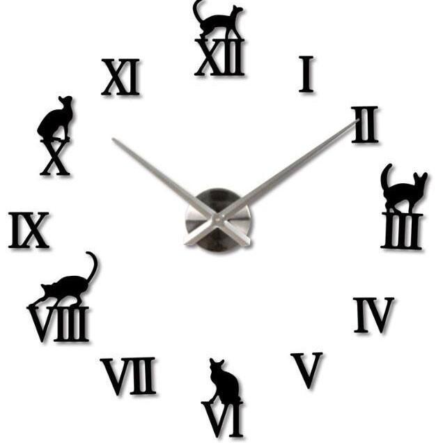 Terbatas (100% Original) Jam Dinding Besar Diy Giant Wall Clock Quartz Creative Design Model Kucing 