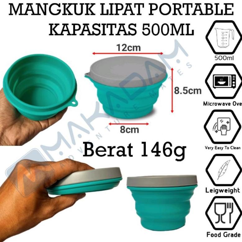 Termurah Mangkuk Piring Lipat Silicon Portable Camping Travel Outdoor