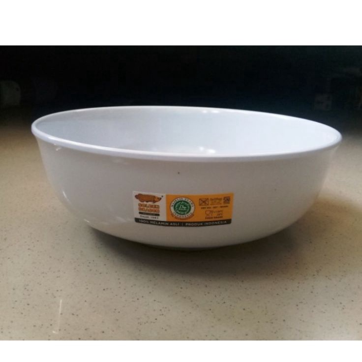 웃Rzg W1107 Putih Mangkok Melamine Ceper 7 inch Golden Dragon Mangkuk Melamin 7" h Produk Premium Har