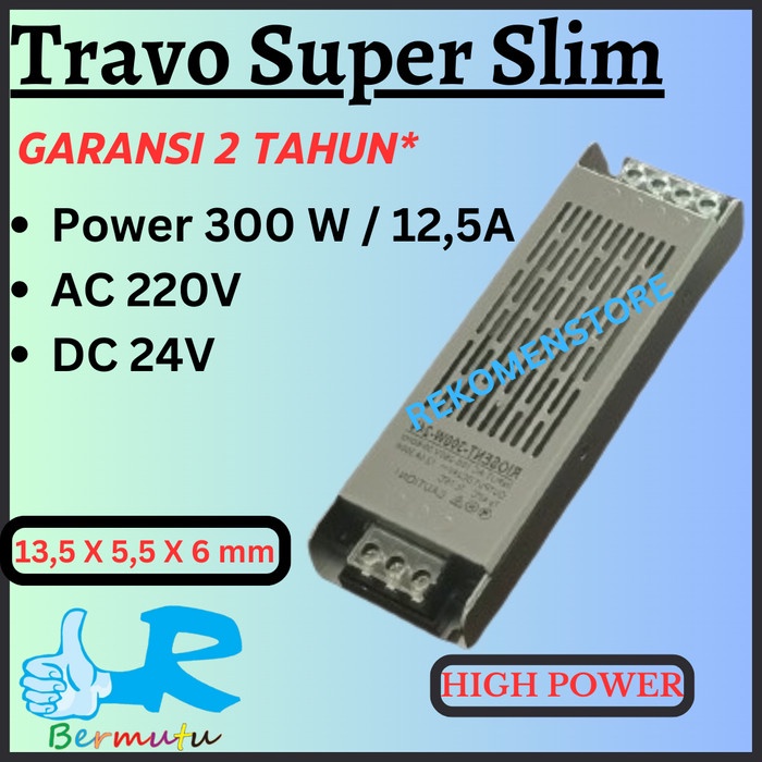 Ready Trafo Slim 12V 25A 300W Full Led Strip Led Travo Cctv Tipis Garansi Siap Kirim!
