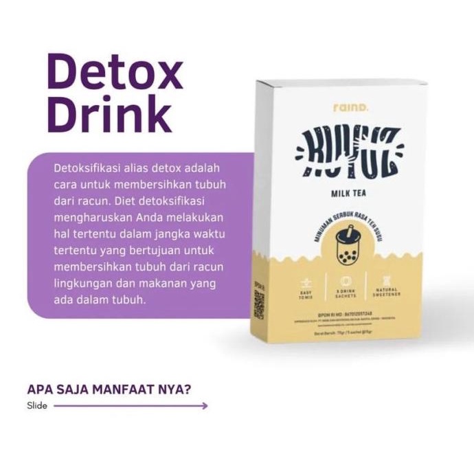 

Raind Kuyuz Minuman Detox rasa Milk Tea