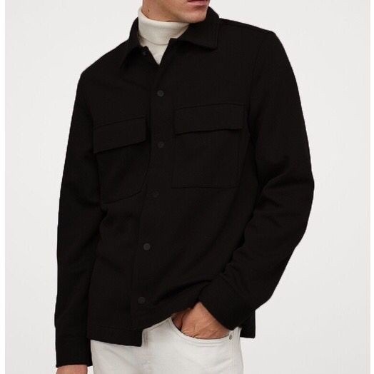 jaket pria Jaket Shacket Semiparka Pleece Shacket Jacket Pria Wanita Trendy - Hitam, M(P1H9) pakaian