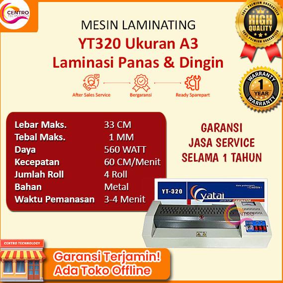 

Mesin Laminating A3 Merk Yatai Yt-320 (4 Roll Hasil Rapi Merata)
