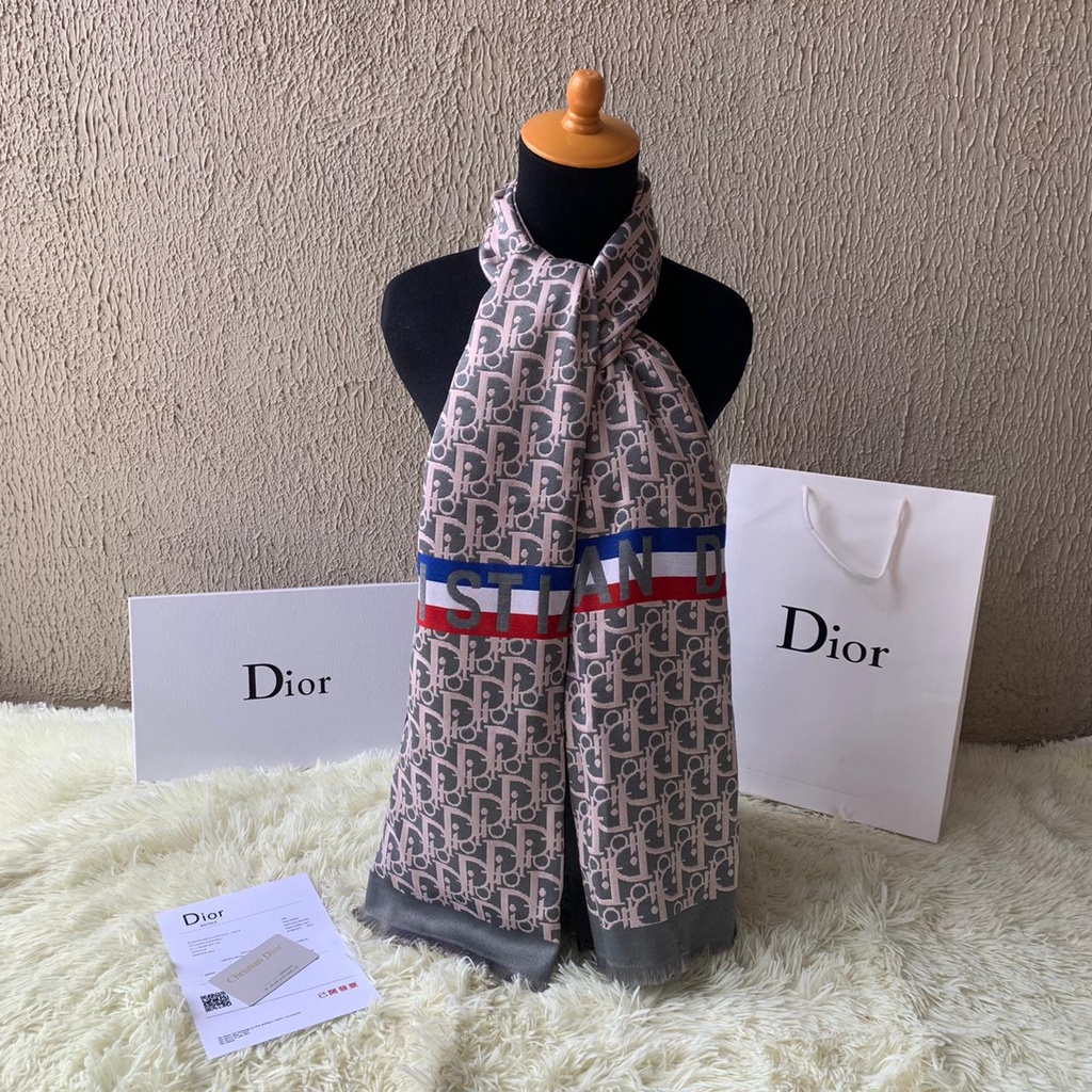 G7V DB4019 SCARF / SYAL D*IOR BRANDED FULL SET FREE BAG + BOX + FAKEBILL T QUALITY KUALITAS PLATINUM