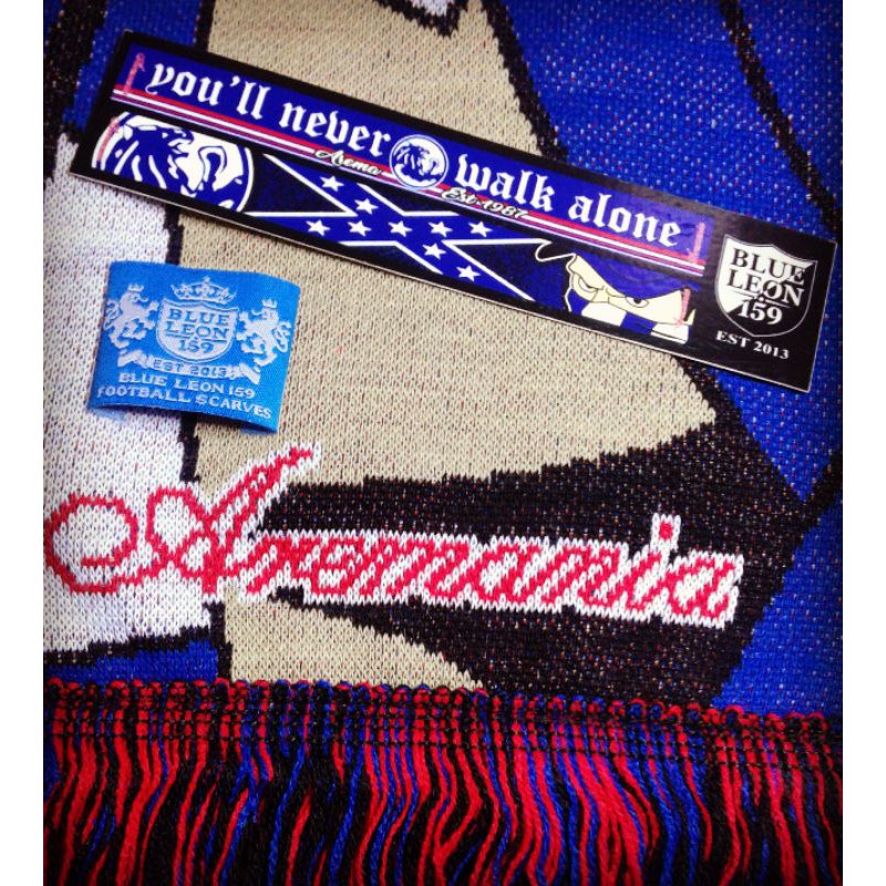SLT SYAL AREMA - YOU'LL NEVER WALK ALONE BL159 (BAHAN HALUS, RAJUTAN RAPAT, GAMBAR DETAIL) RKE
