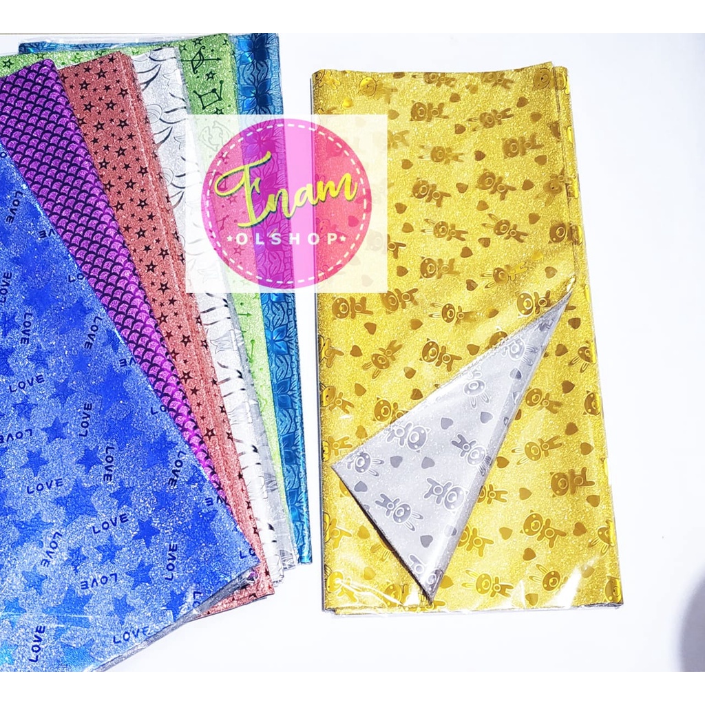 

Kertas Kado Glitter Bolak Balik 20Pcs