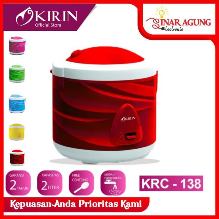 KIRIN RICE COOKER 2.0 LITER KRC-138 / KRC138 / KRC 138 [RESMI] RED