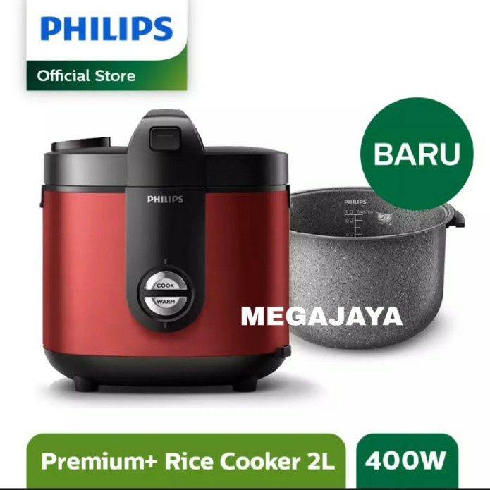 PHILIPS MAGICOM RICECOOKER HD3132 RED 2LITER GARANSI RESMI PHILIPS