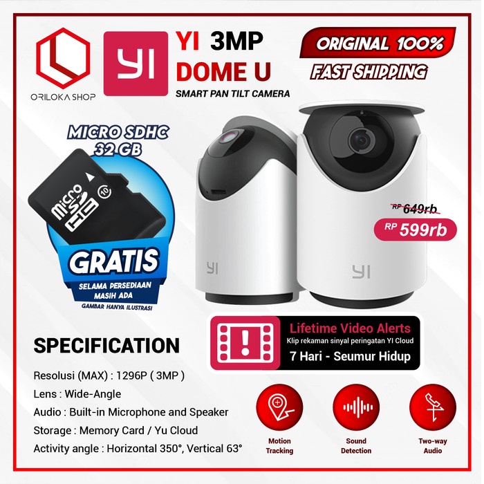 Yi Dome U Smart Camera Cctv International Version Original - Garansi