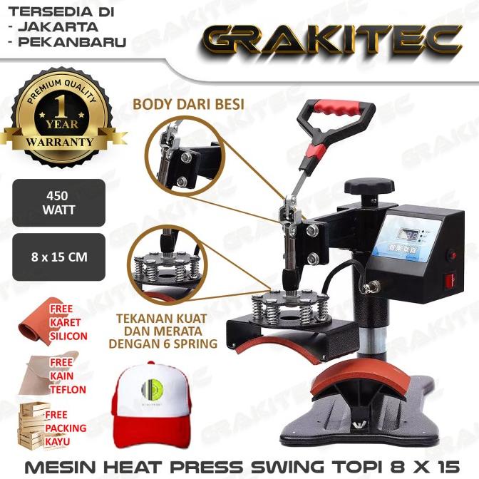 Terlaris Mesin Press Topi Multifungsi - Alat Pres Cetak Sablon Topi Polyflex