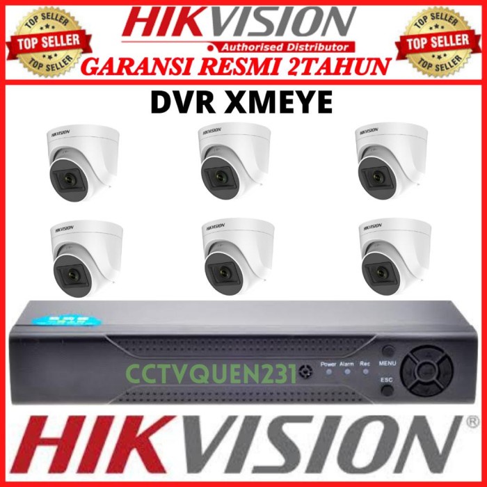 Paket Cctv Hikvision 8 Channel 6 Kamera Hikvision 2Mp Hd Dvr Xmeye