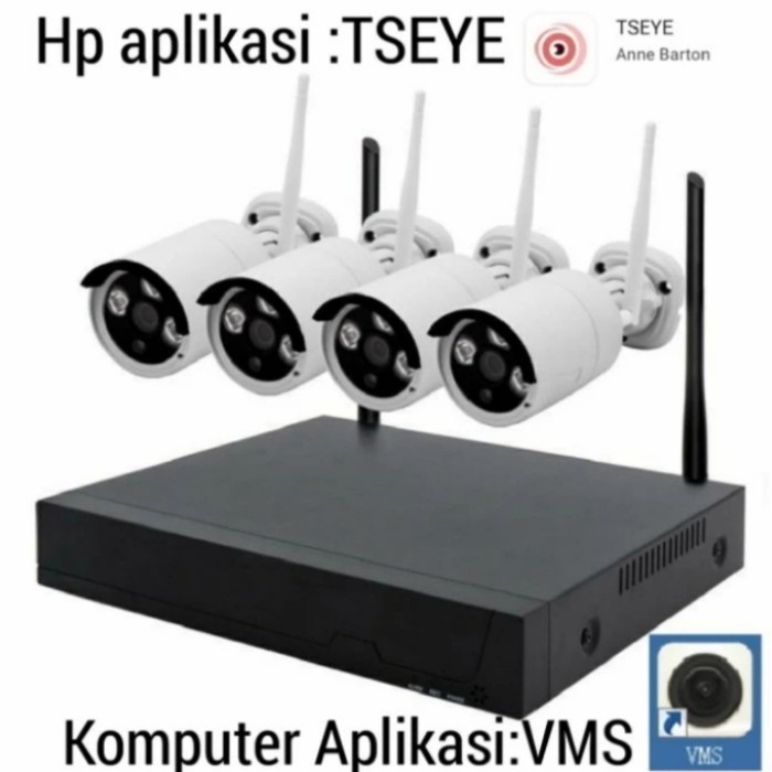 Paket Cctv Wiriles 4 Ch 4 Kamera Full Hd Tanpa Kabel