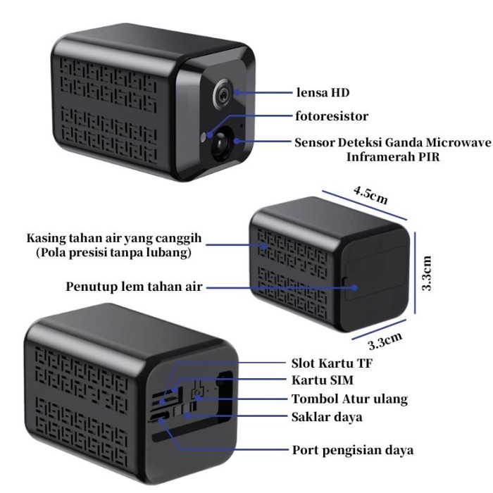5Mp Tahan Air Spy Camera Mini Wifi Kartu Sim 4G Baterai Built-In