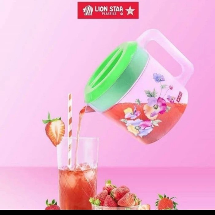 Eskan Water Jug 1.5LT Kulkas Pitcher Minuman Teko Kecil Plastik Warna Motif Bunga Kembang Awet Kuat 