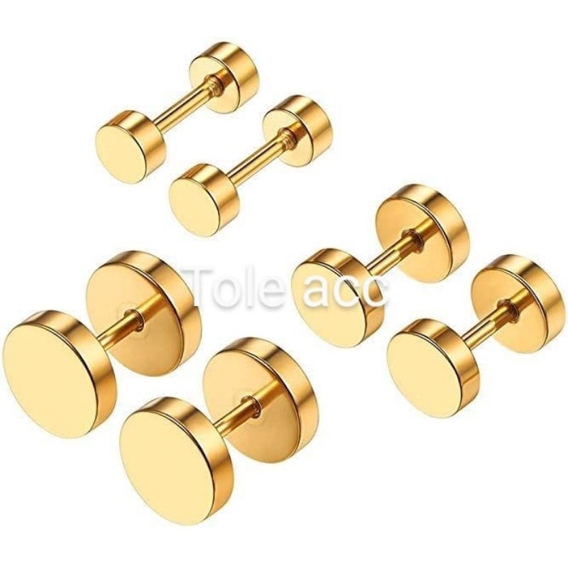 Tindik telinga gold/ anting tindik roda/ barbel roda gold/ barbel telinga