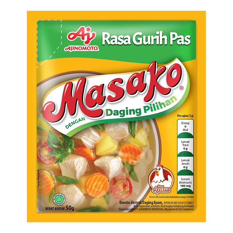 

Masako Light Bumbu Kaldu Penyedap Rasa Ayam 50 g