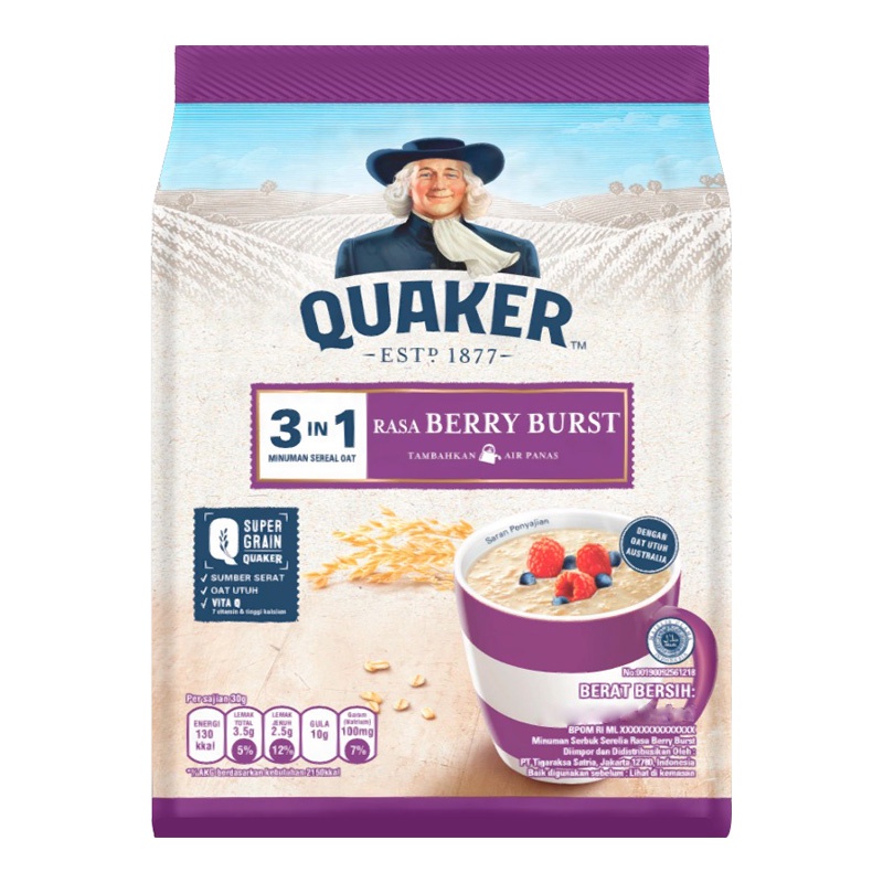 

QUAKER 3 in 1 Minuman Sereal Oat Berry Burst 8 x 28 g