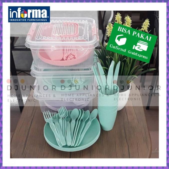 INFORMA - PIKNIK SET PERALATAN MAKAN / PIRING SET PLASTIK TEMPAT MAKAN