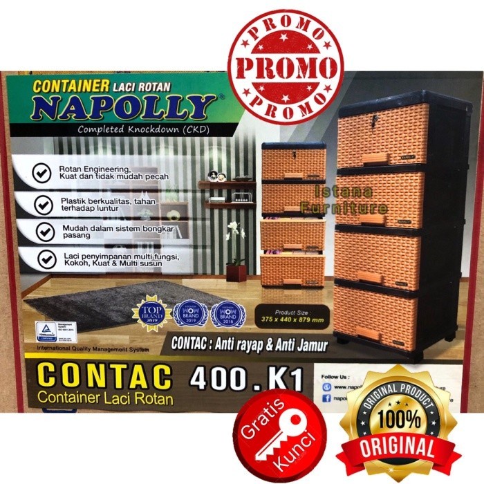 LEMARI PLASTIK ROTAN/ RAK PLASTIK / EXCEL / LACI PLASTIK ROTAN 4 SUSUN