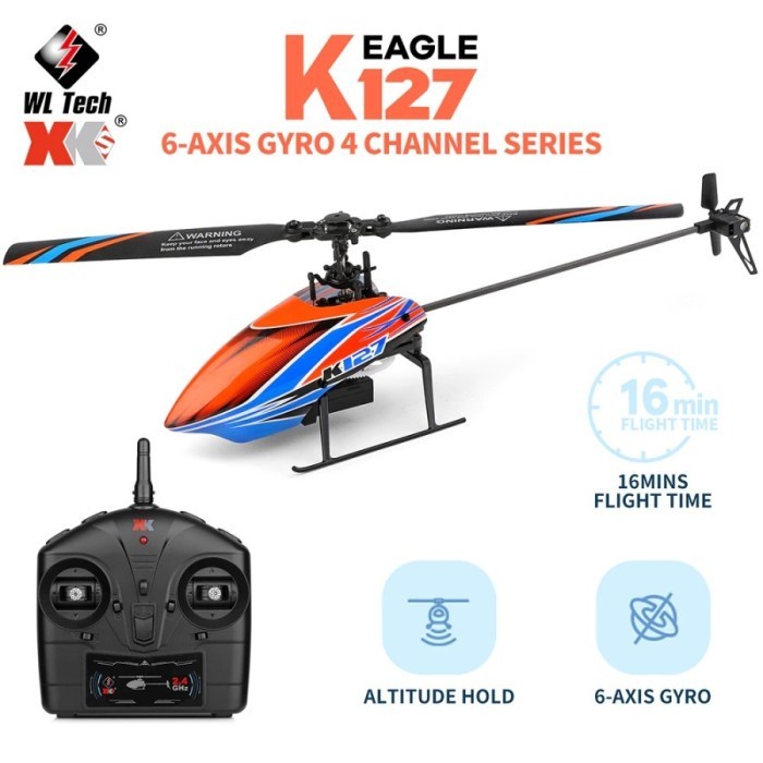 WL XK K127 RC Helicopter Gyro 2.4G 4CH 6-Axis Helikopter