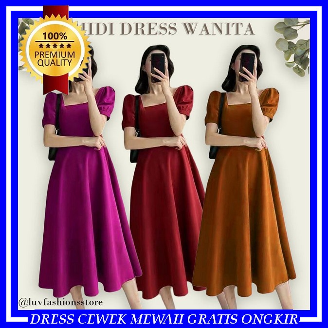 Atasan Wanita Kekinian Korean Style Remaja Drese Elegan Dress Korean Style Pendek Untuk Jalan Jalan 