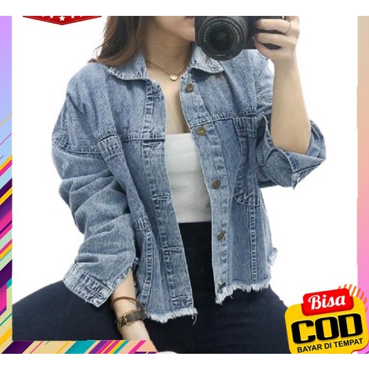 Jaket Jeans Distro Oversis Jkt Lppis Jaaket Oversize Jaket Jins Premium Lepis  Tebal Kekinian Wanita