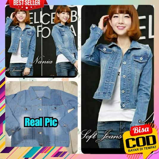 Jaket Jeans Lepis Kekinian Crop Jkt Lppis Perempuan Wanita Premium Jaiket Cewek Luaran Jumbo Oversis