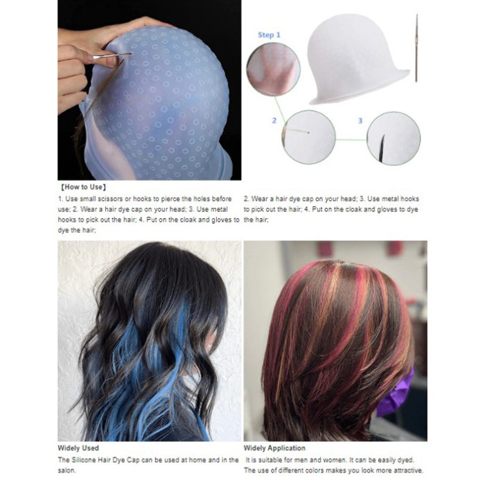 Topi Semir Rambut Highlight Karet Silicone Bleach Cat Rambut Highlight Karet Cap