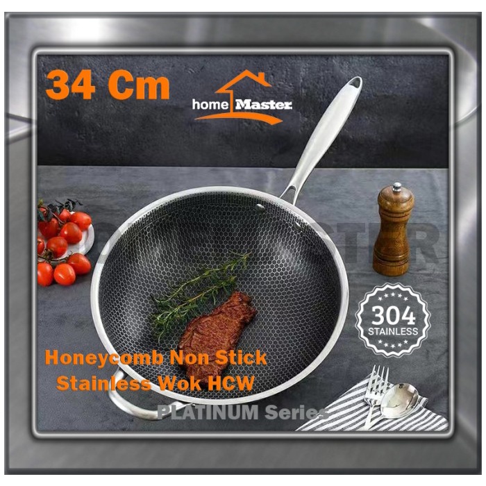 Alat Masak Wok/Wajan/Kuali Stainless Premium Anti Lengket Honeycomb 34 Cm Hcw34