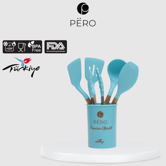 Pero Spatula Silicone Tahan Panas Set of 6 / Spatula Set dengan Holder