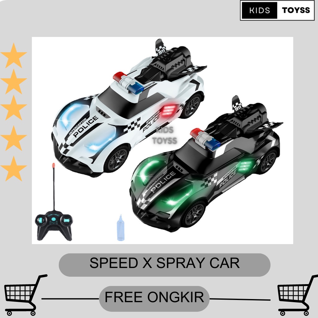 Mobil Asap RC Spray Car Remote Control Polisi Efek Roket Jet Turbo dengan lampu