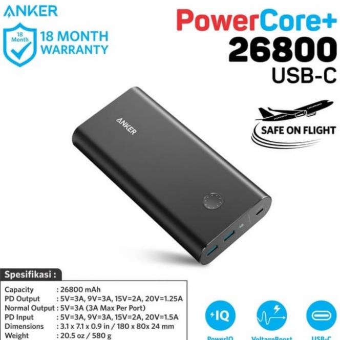 Angker Powercore 26800 Usb-C Powerbank - Black( A1375012)