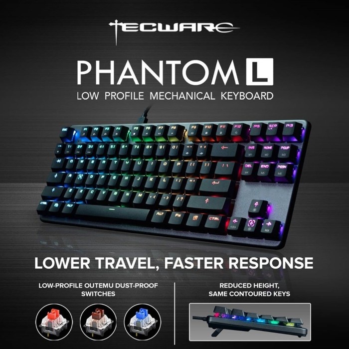 Tecware Phantom L 87 Rgb Low Profile Mechanical Keyboard - Outemu Red